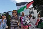 Demonstranten marschieren vor dem Weißen Haus aus Protest gegen Netanjahus Besuch in den USA