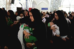 هم‌نوایی مادران نایینی با مادر شهید ۶ ماهه کربلا + عکس و فیلم