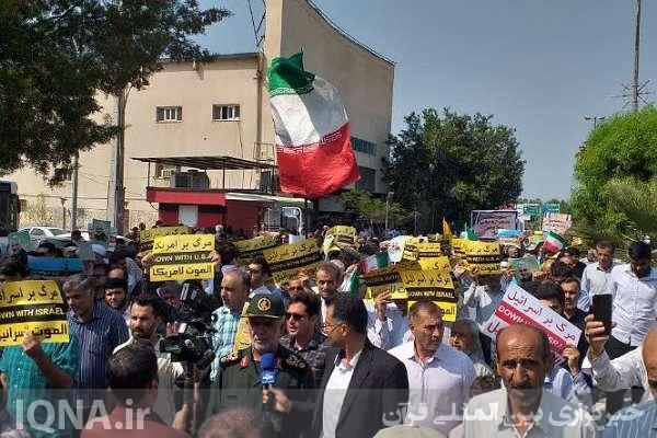 راهپیمایی جامعه شیعی و اهل‌سنت بوشهر در حمایت از مردم بی‌دفاع غزه