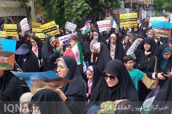 اجتماع بانوان قرآنی بوشهر به حمایت از کودکان غزه‌ای